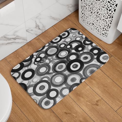 Fußmatte Willkommens-Fußmatte, 40,6 x 61 cm, rutschfest, saugfähig, weich, waschbar, Bodenmatte, schwarz-weiß, Kreisteppich für Küche, Schlafzimmer, Badezimmer, Dekor Fußmatte Willkommens-Fußmatte, 40,6 x 61 cm, rutschfest, saugfähig, weich, waschbar, Bodenmatte, schwarz-weiß, Kreisteppich für Küche, Schlafzimmer, Badezimmer, Dekor von JKASDTRP