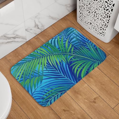 Fußmatte Willkommens-Fußmatte, 40,6 x 61 cm, rutschfest, saugfähig, weich, waschbar, Bodenmatte, tropische Palmenblätter, Teppich für stilvolle Küche, Schlafzimmer, Badezimmer Fußmatte Willkommens-Fußmatte, 40,6 x 61 cm, rutschfest, saugfähig, weich, waschbar, Bodenmatte, tropische Palmenblätter, Teppich für stilvolle Küche, Schlafzimmer, Badezimmer von JKASDTRP