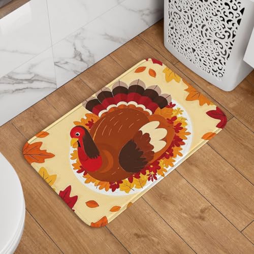 Fußmatte Willkommens-Fußmatte, 40,6 x 61 cm, rutschfest, saugfähig, weich, waschbar, Bodenmatte mit Türkei und Herbstblatt-Muster, Teppich für stilvolle Küche, Schlafzimmer, Badezimmer Fußmatte Willkommens-Fußmatte, 40,6 x 61 cm, rutschfest, saugfähig, weich, waschbar, Bodenmatte mit Türkei und Herbstblatt-Muster, Teppich für stilvolle Küche, Schlafzimmer, Badezimmer von JKASDTRP