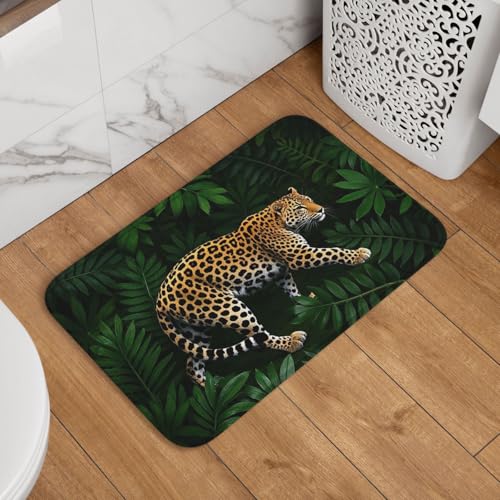 Fußmatte Willkommens-Fußmatte, rutschfest, saugfähig, weich, waschbar, Bodenmatte, Leopardenmuster, Teppich für stilvolle Küche, Schlafzimmer, Badezimmer, 40,6 x 61 cm Fußmatte Willkommens-Fußmatte, rutschfest, saugfähig, weich, waschbar, Bodenmatte, Leopardenmuster, Teppich für stilvolle Küche, Schlafzimmer, Badezimmer, 40,6 x 61 cm von JKASDTRP