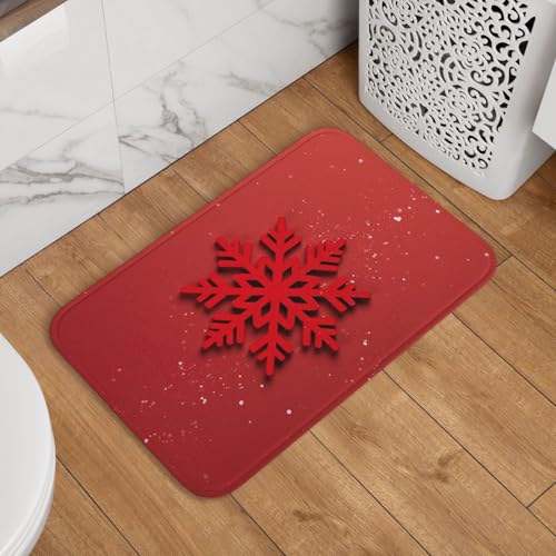 Fußmatte Willkommens-Fußmatte, rutschfest, saugfähig, weich, waschbar, Weihnachtsschneeflocke, roter Teppich für Küche, Schlafzimmer, Badezimmer, 40,6 x 61 cm Fußmatte Willkommens-Fußmatte, rutschfest, saugfähig, weich, waschbar, Weihnachtsschneeflocke, roter Teppich für Küche, Schlafzimmer, Badezimmer, 40,6 x 61 cm von JKASDTRP