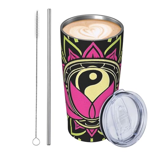 JKASDTRP Thermobecher aus Edelstahl, 590 ml, auslaufsicher, Reise-Kaffeetasse mit Deckel und Strohhalm, Bambus, Lotusblume, Yin-Yang-Getränke, Geschenke für Frauen, Männer, Liebhaber JKASDTRP Thermobecher aus Edelstahl, 590 ml, auslaufsicher, Reise-Kaffeetasse mit Deckel und Strohhalm, Bambus, Lotusblume, Yin-Yang-Getränke, Geschenke für Frauen, Männer, Liebhaber von JKASDTRP