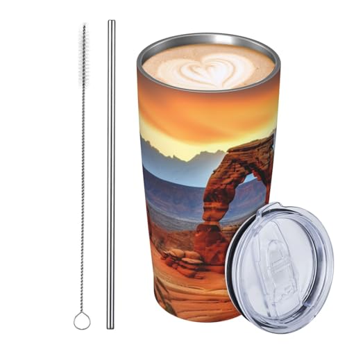 JKASDTRP Thermobecher aus Edelstahl, 590 ml, auslaufsicher, Reise-Kaffeetasse mit Deckel und Strohhalm, Bögen, Nationalpark, Trinkbecher, Geschenke für Frauen, Männer, Liebhaber JKASDTRP Thermobecher aus Edelstahl, 590 ml, auslaufsicher, Reise-Kaffeetasse mit Deckel und Strohhalm, Bögen, Nationalpark, Trinkbecher, Geschenke für Frauen, Männer, Liebhaber von JKASDTRP