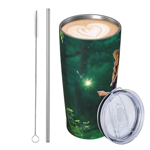JKASDTRP Thermobecher aus Edelstahl, 590 ml, auslaufsicher, Reise-Kaffeetasse mit Deckel und Strohhalm, Hexenwinde, Wald, Trinkbecher, Geschenke für Frauen, Männer, Liebhaber JKASDTRP Thermobecher aus Edelstahl, 590 ml, auslaufsicher, Reise-Kaffeetasse mit Deckel und Strohhalm, Hexenwinde, Wald, Trinkbecher, Geschenke für Frauen, Männer, Liebhaber von JKASDTRP