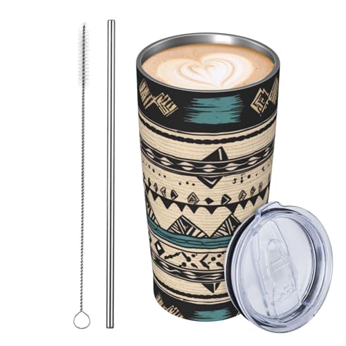 JKASDTRP Thermobecher aus Edelstahl, 590 ml, auslaufsicher, Reise-Kaffeetasse mit Deckel und Strohhalm, Indianer-Muster, Trinkbecher, Geschenke für Frauen, Männer, Liebhaber JKASDTRP Thermobecher aus Edelstahl, 590 ml, auslaufsicher, Reise-Kaffeetasse mit Deckel und Strohhalm, Indianer-Muster, Trinkbecher, Geschenke für Frauen, Männer, Liebhaber von JKASDTRP