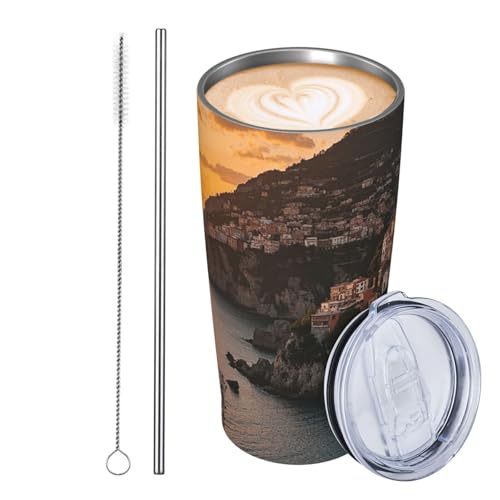 JKASDTRP Thermobecher aus Edelstahl, 590 ml, auslaufsicher, Reise-Kaffeetasse mit Deckel und Strohhalm, Klippen und Küsten, Getränkebecher, Geschenke für Frauen, Männer, Liebhaber JKASDTRP Thermobecher aus Edelstahl, 590 ml, auslaufsicher, Reise-Kaffeetasse mit Deckel und Strohhalm, Klippen und Küsten, Getränkebecher, Geschenke für Frauen, Männer, Liebhaber von JKASDTRP