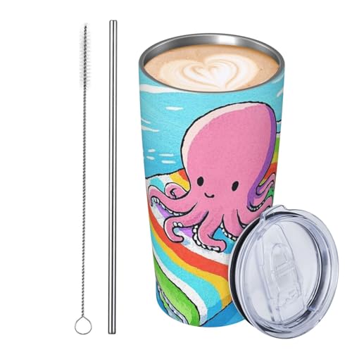 JKASDTRP Thermobecher aus Edelstahl, 590 ml, auslaufsicher, Reise-Kaffeetasse mit Deckel und Strohhalm, Meerestier, Oktopus, Badetuch, gestreift, Trinkbecher, Geschenke für Frauen, Männer, Liebhaber JKASDTRP Thermobecher aus Edelstahl, 590 ml, auslaufsicher, Reise-Kaffeetasse mit Deckel und Strohhalm, Meerestier, Oktopus, Badetuch, gestreift, Trinkbecher, Geschenke für Frauen, Männer, Liebhaber von JKASDTRP
