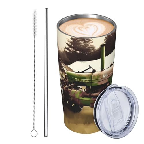 JKASDTRP Thermobecher aus Edelstahl, 590 ml, auslaufsicher, Reise-Kaffeetasse mit Deckel und Strohhalm, Motiv: alter Traktor, Foto, Bauernhof, Trinkbecher, Geschenke für Frauen, Männer, Liebhaber JKASDTRP Thermobecher aus Edelstahl, 590 ml, auslaufsicher, Reise-Kaffeetasse mit Deckel und Strohhalm, Motiv: alter Traktor, Foto, Bauernhof, Trinkbecher, Geschenke für Frauen, Männer, Liebhaber von JKASDTRP