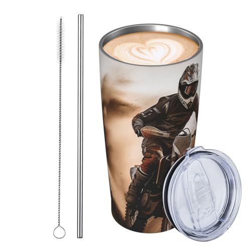 JKASDTRP Thermobecher aus Edelstahl, 590 ml, auslaufsicher, Reise-Kaffeetasse mit Deckel und Strohhalm, Motocross-Getränkebecher, Geschenke für Frauen, Männer, Liebhaber JKASDTRP Thermobecher aus Edelstahl, 590 ml, auslaufsicher, Reise-Kaffeetasse mit Deckel und Strohhalm, Motocross-Getränkebecher, Geschenke für Frauen, Männer, Liebhaber von JKASDTRP