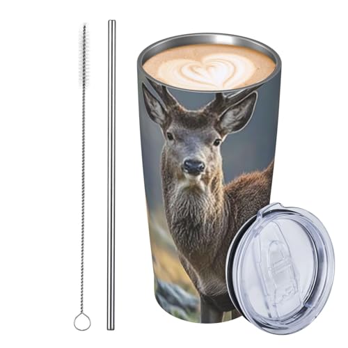 JKASDTRP Thermobecher aus Edelstahl, 590 ml, auslaufsicher, Reise-Kaffeetasse mit Deckel und Strohhalm, Natur, Wildtiere, Hirsche, Trinkbecher, Geschenke für Frauen, Männer, Liebhaber JKASDTRP Thermobecher aus Edelstahl, 590 ml, auslaufsicher, Reise-Kaffeetasse mit Deckel und Strohhalm, Natur, Wildtiere, Hirsche, Trinkbecher, Geschenke für Frauen, Männer, Liebhaber von JKASDTRP