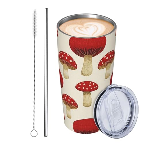 JKASDTRP Thermobecher aus Edelstahl, 590 ml, auslaufsicher, Reise-Kaffeetasse mit Deckel und Strohhalm, Pilzdruck, Trinkbecher, Geschenke für Frauen, Männer, Liebhaber JKASDTRP Thermobecher aus Edelstahl, 590 ml, auslaufsicher, Reise-Kaffeetasse mit Deckel und Strohhalm, Pilzdruck, Trinkbecher, Geschenke für Frauen, Männer, Liebhaber von JKASDTRP