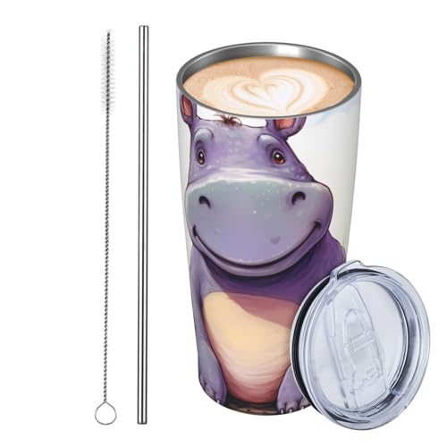 JKASDTRP Thermobecher aus Edelstahl, 590 ml, auslaufsicher, Reise-Kaffeetasse mit Deckel und Strohhalm, Schmetterlings- und Nilpferd-Trinkbecher, Geschenke für Frauen, Männer, Liebhaber JKASDTRP Thermobecher aus Edelstahl, 590 ml, auslaufsicher, Reise-Kaffeetasse mit Deckel und Strohhalm, Schmetterlings- und Nilpferd-Trinkbecher, Geschenke für Frauen, Männer, Liebhaber von JKASDTRP