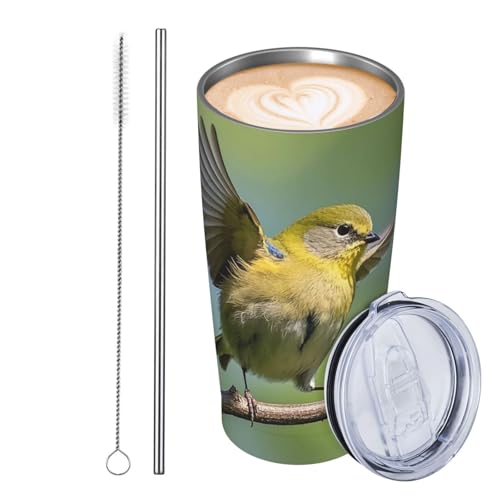 JKASDTRP Thermobecher aus Edelstahl, 590 ml, auslaufsicher, Reise-Kaffeetasse mit Deckel und Strohhalm, Vögel, die auf dem Ast spielen, Trinkbecher, Geschenke für Frauen, Männer, Liebhaber JKASDTRP Thermobecher aus Edelstahl, 590 ml, auslaufsicher, Reise-Kaffeetasse mit Deckel und Strohhalm, Vögel, die auf dem Ast spielen, Trinkbecher, Geschenke für Frauen, Männer, Liebhaber von JKASDTRP