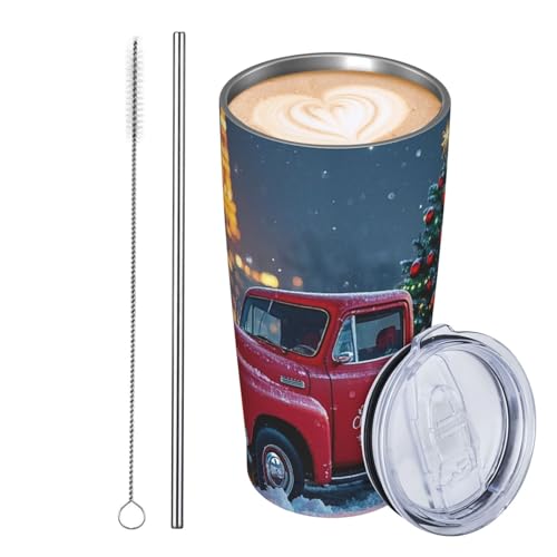 JKASDTRP Thermobecher aus Edelstahl, 590 ml, auslaufsicher, Reise-Kaffeetasse mit Deckel und Strohhalm, Weihnachten, roter LKW, Getränkebecher, Geschenke für Frauen, Männer, Liebhaber JKASDTRP Thermobecher aus Edelstahl, 590 ml, auslaufsicher, Reise-Kaffeetasse mit Deckel und Strohhalm, Weihnachten, roter LKW, Getränkebecher, Geschenke für Frauen, Männer, Liebhaber von JKASDTRP