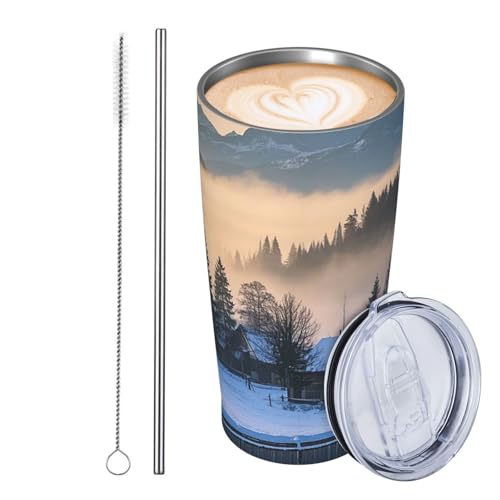 JKASDTRP Thermobecher aus Edelstahl, 590 ml, auslaufsicher, Reise-Kaffeetasse mit Deckel und Strohhalm, Winter, Landhaus, Trinkbecher, Geschenke für Frauen, Männer, Liebhaber JKASDTRP Thermobecher aus Edelstahl, 590 ml, auslaufsicher, Reise-Kaffeetasse mit Deckel und Strohhalm, Winter, Landhaus, Trinkbecher, Geschenke für Frauen, Männer, Liebhaber von JKASDTRP