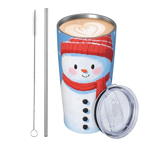 JKASDTRP Thermobecher aus Edelstahl, 590 ml, auslaufsicher, Reise-Kaffeetasse mit Deckel und Strohhalm, Winter, Schneemann, Schneeflocke, Trinkbecher, Geschenke für Frauen, Männer, Liebhaber JKASDTRP Thermobecher aus Edelstahl, 590 ml, auslaufsicher, Reise-Kaffeetasse mit Deckel und Strohhalm, Winter, Schneemann, Schneeflocke, Trinkbecher, Geschenke für Frauen, Männer, Liebhaber von JKASDTRP