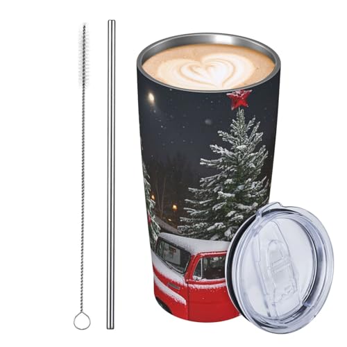 JKASDTRP Thermobecher aus Edelstahl, 590 ml, auslaufsicher, Reise-Kaffeetasse mit Deckel und Strohhalm, Winter, Weihnachten, Landschaft, roter LKW, Trinkbecher, Geschenke für Frauen, Männer, Liebhaber JKASDTRP Thermobecher aus Edelstahl, 590 ml, auslaufsicher, Reise-Kaffeetasse mit Deckel und Strohhalm, Winter, Weihnachten, Landschaft, roter LKW, Trinkbecher, Geschenke für Frauen, Männer, Liebhaber von JKASDTRP