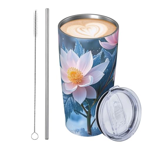 JKASDTRP Thermobecher aus Edelstahl, 590 ml, auslaufsicher, Reise-Kaffeetasse mit Deckel und Strohhalm, Winter, zarte Blumen, Trinkbecher, Geschenke für Frauen, Männer, Liebhaber JKASDTRP Thermobecher aus Edelstahl, 590 ml, auslaufsicher, Reise-Kaffeetasse mit Deckel und Strohhalm, Winter, zarte Blumen, Trinkbecher, Geschenke für Frauen, Männer, Liebhaber von JKASDTRP
