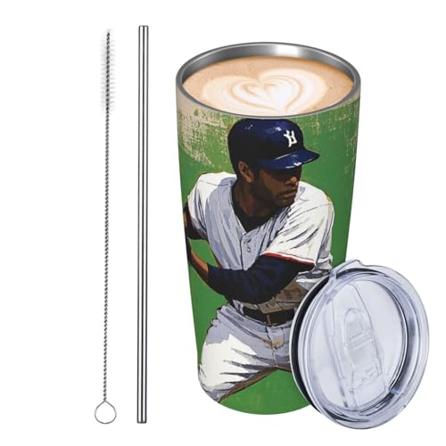 JKASDTRP Thermobecher aus Edelstahl, 590 ml, auslaufsicher, Reise-Kaffeetasse mit Deckel und Strohhalm, abstrakte Illustration von Baseballspielern, Trinkbecher, Geschenke für Frauen, Männer JKASDTRP Thermobecher aus Edelstahl, 590 ml, auslaufsicher, Reise-Kaffeetasse mit Deckel und Strohhalm, abstrakte Illustration von Baseballspielern, Trinkbecher, Geschenke für Frauen, Männer von JKASDTRP
