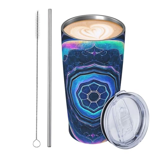 JKASDTRP Thermobecher aus Edelstahl, 590 ml, auslaufsicher, Reise-Kaffeetasse mit Deckel und Strohhalm, abstrakte psychedelische Waben, Getränkebecher, Geschenke für Frauen, Männer, Liebhaber JKASDTRP Thermobecher aus Edelstahl, 590 ml, auslaufsicher, Reise-Kaffeetasse mit Deckel und Strohhalm, abstrakte psychedelische Waben, Getränkebecher, Geschenke für Frauen, Männer, Liebhaber von JKASDTRP