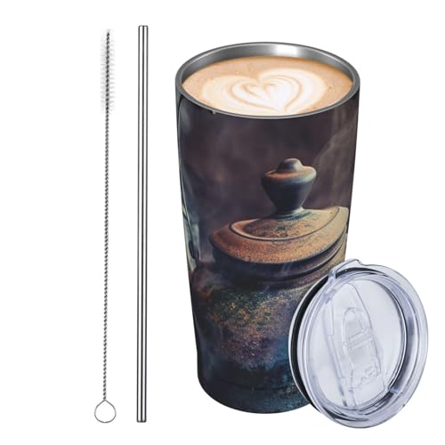 JKASDTRP Thermobecher aus Edelstahl, 590 ml, auslaufsicher, Reise-Kaffeetasse mit Deckel und Strohhalm, altmodische Teekanne, Getränke, Becher, Geschenke für Frauen, Männer, Liebhaber JKASDTRP Thermobecher aus Edelstahl, 590 ml, auslaufsicher, Reise-Kaffeetasse mit Deckel und Strohhalm, altmodische Teekanne, Getränke, Becher, Geschenke für Frauen, Männer, Liebhaber von JKASDTRP