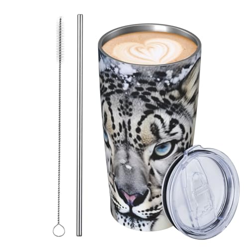 JKASDTRP Thermobecher aus Edelstahl, 590 ml, auslaufsicher, Reise-Kaffeetasse mit Deckel und Strohhalm, blauäugig, Schneeleopard, Trinkbecher, Geschenke für Frauen, Männer, Liebhaber JKASDTRP Thermobecher aus Edelstahl, 590 ml, auslaufsicher, Reise-Kaffeetasse mit Deckel und Strohhalm, blauäugig, Schneeleopard, Trinkbecher, Geschenke für Frauen, Männer, Liebhaber von JKASDTRP