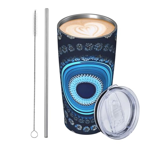 JKASDTRP Thermobecher aus Edelstahl, 590 ml, auslaufsicher, Reise-Kaffeetasse mit Deckel und Strohhalm, blaue Mini-Blume, Wirbel, Trinkbecher, Geschenke für Frauen, Männer, Liebhaber JKASDTRP Thermobecher aus Edelstahl, 590 ml, auslaufsicher, Reise-Kaffeetasse mit Deckel und Strohhalm, blaue Mini-Blume, Wirbel, Trinkbecher, Geschenke für Frauen, Männer, Liebhaber von JKASDTRP