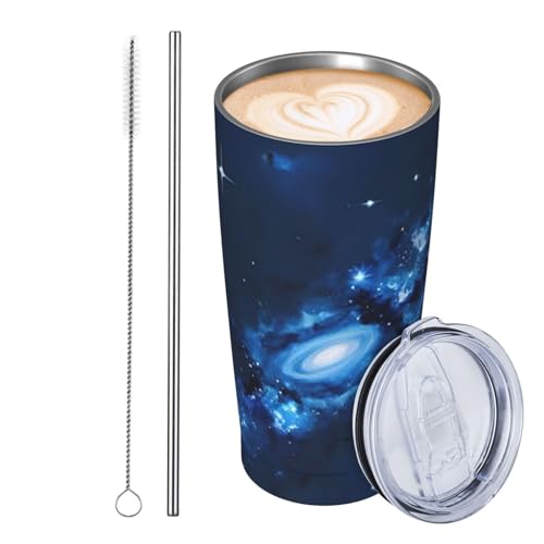 JKASDTRP Thermobecher aus Edelstahl, 590 ml, auslaufsicher, Reise-Kaffeetasse mit Deckel und Strohhalm, blaues Galaxie-Muster, Trinkbecher, Geschenke für Frauen, Männer, Liebhaber JKASDTRP Thermobecher aus Edelstahl, 590 ml, auslaufsicher, Reise-Kaffeetasse mit Deckel und Strohhalm, blaues Galaxie-Muster, Trinkbecher, Geschenke für Frauen, Männer, Liebhaber von JKASDTRP