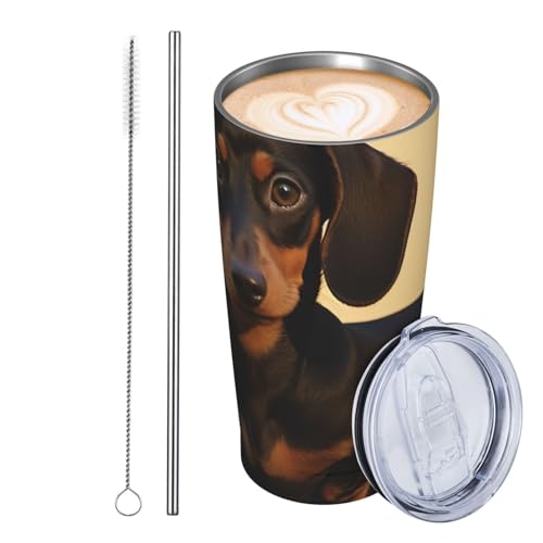 JKASDTRP Thermobecher aus Edelstahl, 590 ml, auslaufsicher, Reise-Kaffeetasse mit Deckel und Strohhalm, ein süßer Dackel-Getränkebecher, Geschenke für Frauen, Männer, Liebhaber JKASDTRP Thermobecher aus Edelstahl, 590 ml, auslaufsicher, Reise-Kaffeetasse mit Deckel und Strohhalm, ein süßer Dackel-Getränkebecher, Geschenke für Frauen, Männer, Liebhaber von JKASDTRP