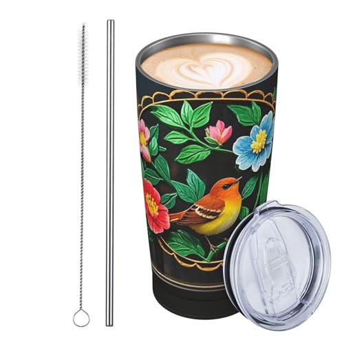 JKASDTRP Thermobecher aus Edelstahl, 590 ml, auslaufsicher, Reise-Kaffeetasse mit Deckel und Strohhalm, kleiner Vogel, Blumen, Trinkbecher, Geschenke für Frauen, Männer, Liebhaber JKASDTRP Thermobecher aus Edelstahl, 590 ml, auslaufsicher, Reise-Kaffeetasse mit Deckel und Strohhalm, kleiner Vogel, Blumen, Trinkbecher, Geschenke für Frauen, Männer, Liebhaber von JKASDTRP