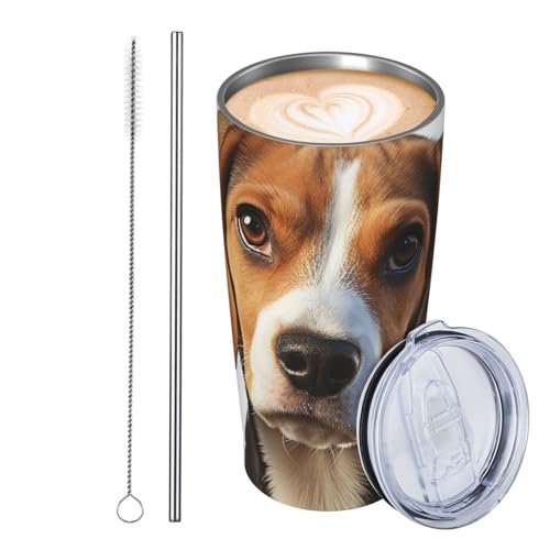 JKASDTRP Thermobecher aus Edelstahl, 590 ml, auslaufsicher, Reise-Kaffeetasse mit Deckel und Strohhalm, niedlicher Beagle-Hund, Trinkbecher, Geschenke für Frauen, Männer, Liebhaber JKASDTRP Thermobecher aus Edelstahl, 590 ml, auslaufsicher, Reise-Kaffeetasse mit Deckel und Strohhalm, niedlicher Beagle-Hund, Trinkbecher, Geschenke für Frauen, Männer, Liebhaber von JKASDTRP