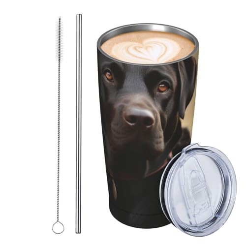 JKASDTRP Thermobecher aus Edelstahl, 590 ml, auslaufsicher, Reise-Kaffeetasse mit Deckel und Strohhalm, niedlicher Labrador-Hund, Geschenke für Frauen, Männer, Liebhaber JKASDTRP Thermobecher aus Edelstahl, 590 ml, auslaufsicher, Reise-Kaffeetasse mit Deckel und Strohhalm, niedlicher Labrador-Hund, Geschenke für Frauen, Männer, Liebhaber von JKASDTRP