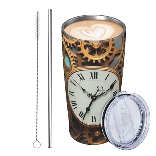 JKASDTRP Thermobecher aus Edelstahl, 590 ml, auslaufsicher, Reise-Kaffeetasse mit Deckel und Strohhalm, rostige Steampunk-Uhr, Trinkbecher, Geschenke für Frauen, Männer, Liebhaber JKASDTRP Thermobecher aus Edelstahl, 590 ml, auslaufsicher, Reise-Kaffeetasse mit Deckel und Strohhalm, rostige Steampunk-Uhr, Trinkbecher, Geschenke für Frauen, Männer, Liebhaber von JKASDTRP