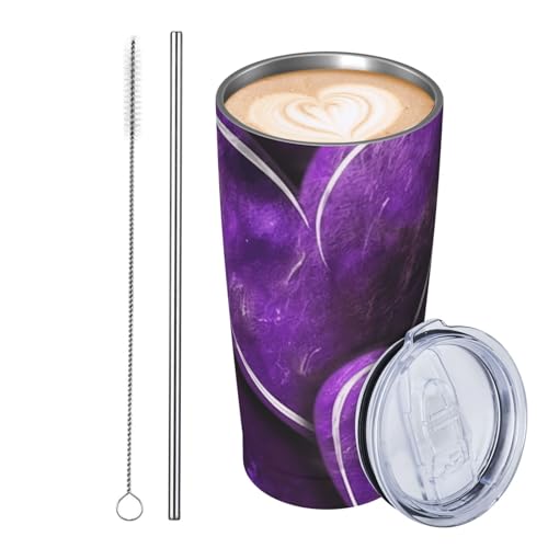 JKASDTRP Thermobecher aus Edelstahl, 590 ml, auslaufsicher, Reise-Kaffeetasse mit Deckel und Strohhalm, violette Herzen, Trinkbecher, Geschenke für Frauen, Männer, Liebhaber JKASDTRP Thermobecher aus Edelstahl, 590 ml, auslaufsicher, Reise-Kaffeetasse mit Deckel und Strohhalm, violette Herzen, Trinkbecher, Geschenke für Frauen, Männer, Liebhaber von JKASDTRP