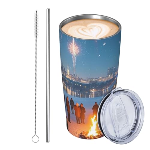 Thermobecher aus Edelstahl, 590 ml, auslaufsicher, Reise-Kaffeetasse mit Deckel und Strohhalm, Weihnachten, Winterfreude, als Geschenk für Frauen, Männer, Liebhaber Thermobecher aus Edelstahl, 590 ml, auslaufsicher, Reise-Kaffeetasse mit Deckel und Strohhalm, Weihnachten, Winterfreude, als Geschenk für Frauen, Männer, Liebhaber von JKASDTRP
