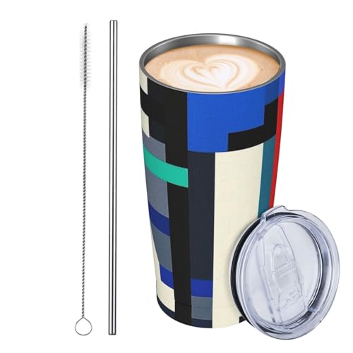 Thermobecher aus Edelstahl, 590 ml, auslaufsicher, Reise-Kaffeetasse mit Deckel und Strohhalm, abstrakte digitale Kunst-Illustration mit Linien, Trinkbecher, Geschenke für Frauen, Männer, Liebhaber Thermobecher aus Edelstahl, 590 ml, auslaufsicher, Reise-Kaffeetasse mit Deckel und Strohhalm, abstrakte digitale Kunst-Illustration mit Linien, Trinkbecher, Geschenke für Frauen, Männer, Liebhaber von JKASDTRP