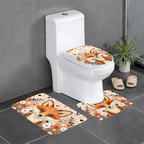 JKDGOJ 3-teiliges Badezimmerteppich-Set, Motiv: Fuchs im Busch, rutschfest, leicht zu reinigen und zu pflegen, feuchtigkeitsblockierend und langlebig JKDGOJ 3-teiliges Badezimmerteppich-Set, Motiv: Fuchs im Busch, rutschfest, leicht zu reinigen und zu pflegen, feuchtigkeitsblockierend und langlebig von JKDGOJ