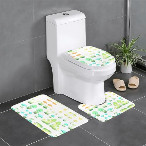 JKDGOJ 3-teiliges Badezimmerteppich-Set, Motiv: Neon-Pilze, rutschfest, leicht zu reinigen und zu pflegen, feuchtigkeitsblockierend und langlebig von JKDGOJ