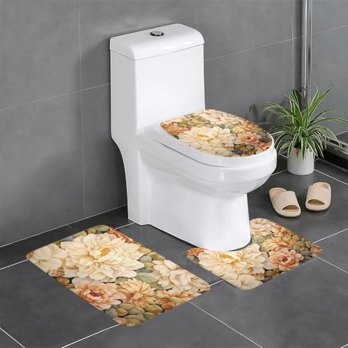 JKDGOJ 3-teiliges Badezimmerteppich-Set mit Blumen im Garten, rutschfest, leicht zu reinigen und zu pflegen, feuchtigkeitsblockierend und langlebig JKDGOJ 3-teiliges Badezimmerteppich-Set mit Blumen im Garten, rutschfest, leicht zu reinigen und zu pflegen, feuchtigkeitsblockierend und langlebig von JKDGOJ