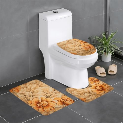 JKDGOJ 3-teiliges Badezimmerteppich-Set mit Blumen und Blättern, rutschfestes Badteppich-Set, leicht zu reinigen und zu pflegen, feuchtigkeitsblockierend und langlebig JKDGOJ 3-teiliges Badezimmerteppich-Set mit Blumen und Blättern, rutschfestes Badteppich-Set, leicht zu reinigen und zu pflegen, feuchtigkeitsblockierend und langlebig von JKDGOJ