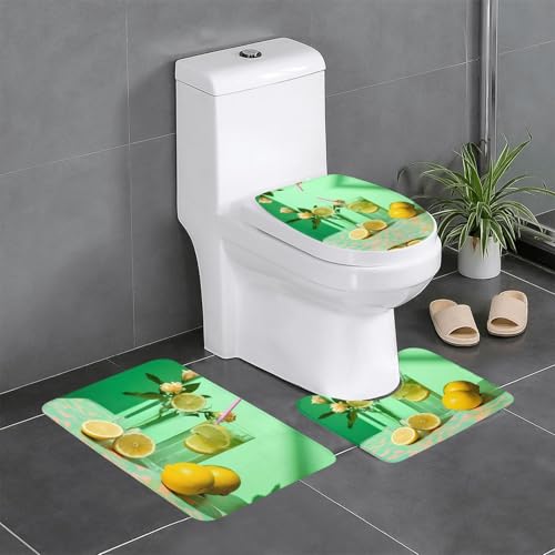 JKDGOJ 3-teiliges Badezimmerteppich-Set mit Blumen und Limonade, rutschfest, leicht zu reinigen und zu pflegen, feuchtigkeitsblockierend und langlebig JKDGOJ 3-teiliges Badezimmerteppich-Set mit Blumen und Limonade, rutschfest, leicht zu reinigen und zu pflegen, feuchtigkeitsblockierend und langlebig von JKDGOJ