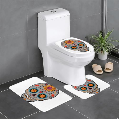 JKDGOJ 3-teiliges Badezimmerteppich-Set mit Blumenmotiv, rutschfest, leicht zu reinigen und zu pflegen, feuchtigkeitsblockierend und langlebig von JKDGOJ