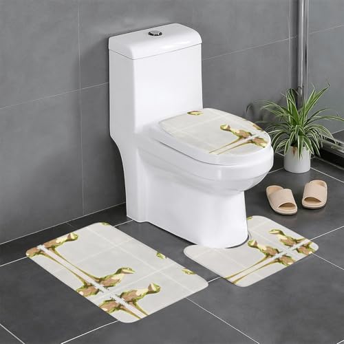 JKDGOJ 3-teiliges Badezimmerteppich-Set mit Eidechse mit Kopf – rutschfestes Badteppich-Set – leicht zu reinigen und zu pflegen – feuchtigkeitsblockierend und langlebig von JKDGOJ