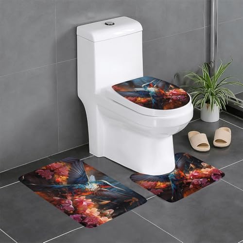 JKDGOJ 3-teiliges Badezimmerteppich-Set mit Kolibri-Bild, rutschfest, leicht zu reinigen und zu pflegen, feuchtigkeitsblockierend und langlebig JKDGOJ 3-teiliges Badezimmerteppich-Set mit Kolibri-Bild, rutschfest, leicht zu reinigen und zu pflegen, feuchtigkeitsblockierend und langlebig von JKDGOJ