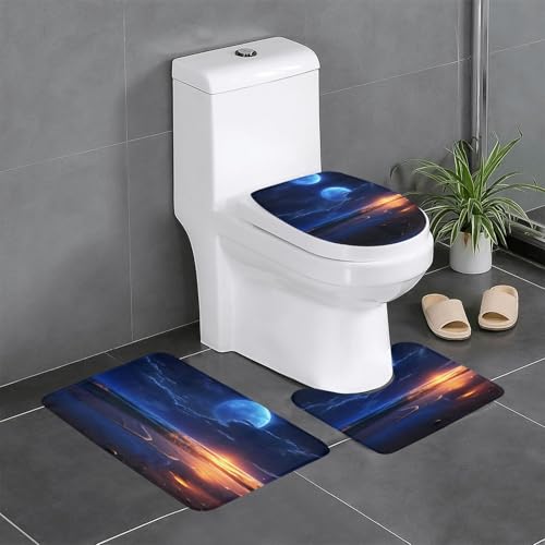 JKDGOJ 3-teiliges Badezimmerteppich-Set mit Meer-Mondlicht-Bild, rutschfestes Badteppich-Set, leicht zu reinigen und zu pflegen, feuchtigkeitsblockierend und langlebig JKDGOJ 3-teiliges Badezimmerteppich-Set mit Meer-Mondlicht-Bild, rutschfestes Badteppich-Set, leicht zu reinigen und zu pflegen, feuchtigkeitsblockierend und langlebig von JKDGOJ