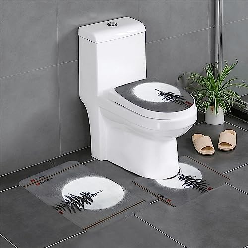 JKDGOJ 3-teiliges Badezimmerteppich-Set mit Mondkiefermotiv, rutschfest, leicht zu reinigen und zu pflegen, feuchtigkeitsblockierend und langlebig von JKDGOJ