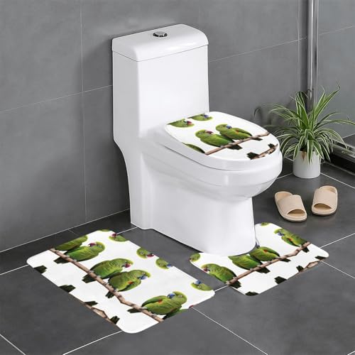 JKDGOJ 3-teiliges Badezimmerteppich-Set mit Regenwaldpapageien, rutschfest, leicht zu reinigen und zu pflegen, feuchtigkeitsblockierend und langlebig JKDGOJ 3-teiliges Badezimmerteppich-Set mit Regenwaldpapageien, rutschfest, leicht zu reinigen und zu pflegen, feuchtigkeitsblockierend und langlebig von JKDGOJ