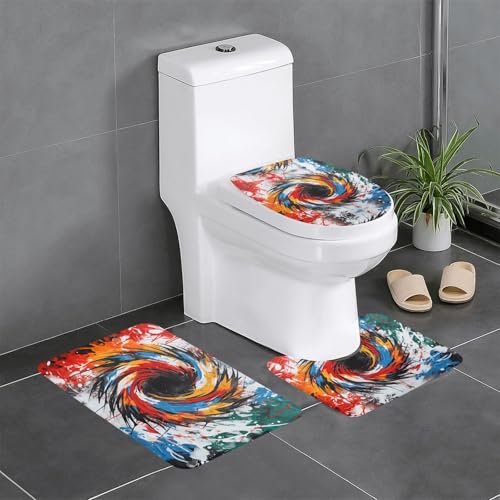 JKDGOJ 3-teiliges Badezimmerteppich-Set mit Wirbel-Graffiti-Bild, rutschfest, leicht zu reinigen und zu pflegen, feuchtigkeitsblockierend und langlebig JKDGOJ 3-teiliges Badezimmerteppich-Set mit Wirbel-Graffiti-Bild, rutschfest, leicht zu reinigen und zu pflegen, feuchtigkeitsblockierend und langlebig von JKDGOJ