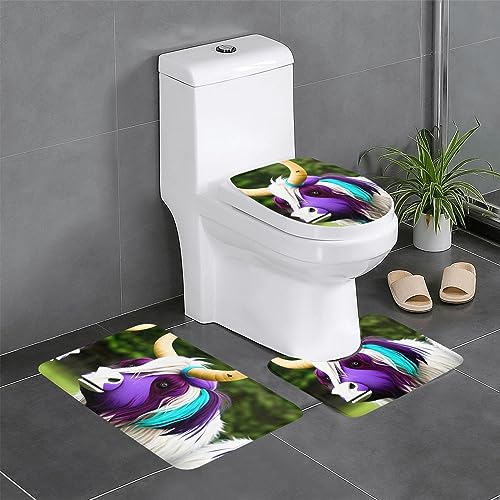 JKDGOJ 3-teiliges Badezimmerteppich-Set mit buntem Kuhkopf-Bild, rutschfest, leicht zu reinigen und zu pflegen, feuchtigkeitsblockierend und langlebig JKDGOJ 3-teiliges Badezimmerteppich-Set mit buntem Kuhkopf-Bild, rutschfest, leicht zu reinigen und zu pflegen, feuchtigkeitsblockierend und langlebig von JKDGOJ