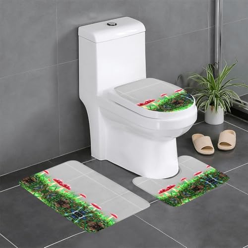 JKDGOJ 3-teiliges Badezimmerteppich-Set mit leuchtenden Pilzen, rutschfest, leicht zu reinigen und zu pflegen, feuchtigkeitsblockierend und langlebig JKDGOJ 3-teiliges Badezimmerteppich-Set mit leuchtenden Pilzen, rutschfest, leicht zu reinigen und zu pflegen, feuchtigkeitsblockierend und langlebig von JKDGOJ